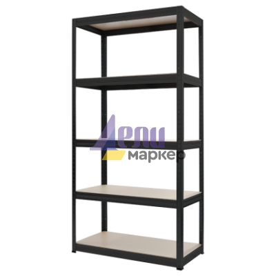 Метален стелаж STAR 180x90x45 см, до 275 кг на рафт  - черен