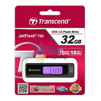 Памет Transcend 32GB JETFLASH 760, USB 3.0 (Purple)
