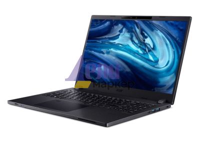 Лаптоп Acer Travelmate TMP215-54-57FS, Core i5 1235U, (up to 4.40Ghz, 12MB), 15.6" FHD AG IPS, 8GB DDR4, 512GB NVMe SSD, HDD upgrade kit, Intel UMA, HD camera with shutter, TPM 2.0, Micro SD card reader, FPR, Wi-Fi 6AX, BT 5.0, KB, Linux, Black