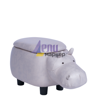 Детска табуретка с ракла - сив хипопотам