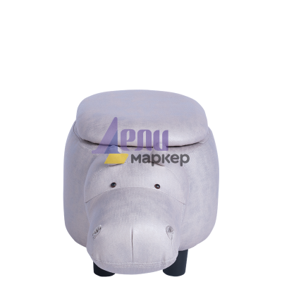 Детска табуретка с ракла - сив хипопотам