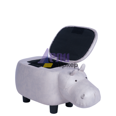 Детска табуретка с ракла - сив хипопотам