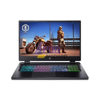 Лаптоп Acer Nitro 5, AN17-51-7593, Core i7-13700H (3.70GHz up to 5.00GHz, 24MB), 17.3" QHD (2560x1440) IPS, 165Hz, 16GB DDR5 (1 slot free), 1024GB PCIe SSD, RTX 4060 8GB GDDR6, Wi-Fi 6e, BT 5.1, HD Mic&Cam, RGB Backlit KB, No OS, Black+Philips 32PHS6808/1