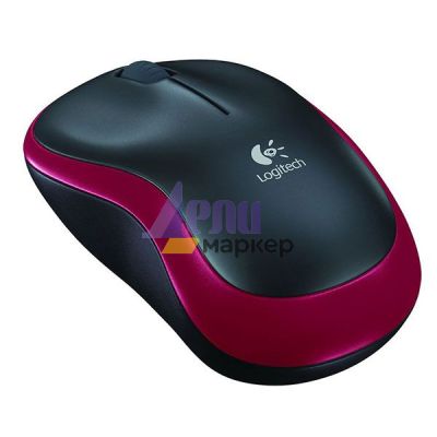 Мишка Logitech M185 Безжична оптична, USB, Черно§Червено