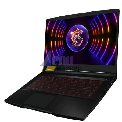 Лаптоп MSI Thin GF63 12VE, i5-12450H (8C/12T, 12 MB, up to 4.40 GHz), 15.6" FHD (1920x1080), 144Hz, IPS-Level, RTX 4050 6GB GDDR6 (Up to 1605MHz), 16GB DDR4 (2x8, 3200MHz), 1TB NVMe SSD Gen4x4, Red Backlit Gaming KBD, NO OS, Black, 1.86 kg