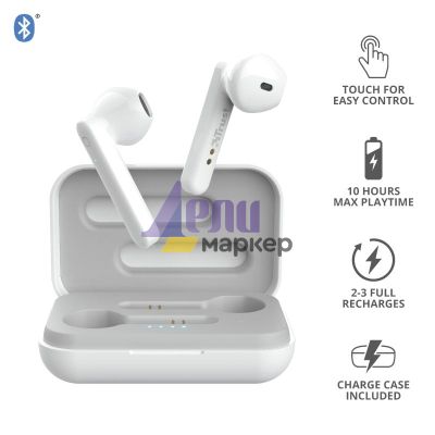 Слушалки TRUST Primo Touch Bluetooth Earphones White