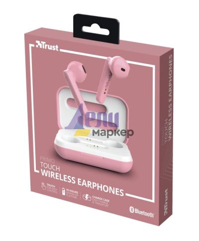 Слушалки TRUST Primo Touch Bluetooth Earphones Pink