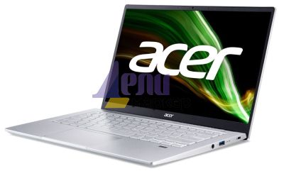 Лаптоп Acer Swift 3, SF314-43-R0W7, AMD Ryzen 7 5700U (1.8GHz up to 4.3GHz, 12MB) 14" IPS FHD ComfyView (1920x1080), 16GB DDR4, 512GB PCIe SSD, AMD Radeon, WiFi 6AX+BT, HD Cam, FPR, Silver, No OS