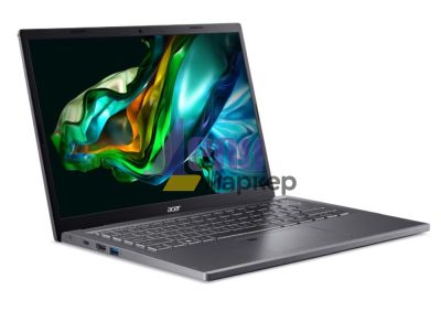 Лаптоп Acer Aspire 5, A514-56M-37LP, Core i3-1315U (up to 4.5GHz, 10MB), 14" WUXGA IPS SlimBezel, 16GB DDR5, 512GB PCIe NVMe SSD, Intel UMA, FHD Cam, Wi-Fi 6AX, BT, FP, KB Backlit, No OS, Gray