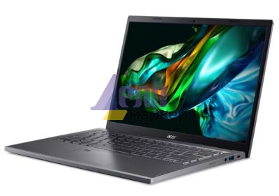 Лаптоп Acer Aspire 5, A514-56M-37LP, Core i3-1315U (up to 4.5GHz, 10MB), 14" WUXGA IPS SlimBezel, 16GB DDR5, 512GB PCIe NVMe SSD, Intel UMA, FHD Cam, Wi-Fi 6AX, BT, FP, KB Backlit, No OS, Gray