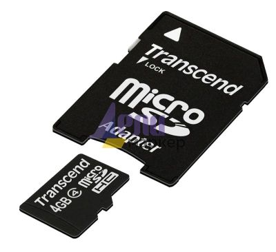 Памет Transcend 4GB micro SDHC (with adapter, Class 4)