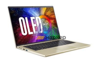 Лаптоп Acer Swift 3, SF314-71-704M, Intel Core i7-12650H (2.30 GHz up to 4.70 GHz, 24MB), 14" 2.8K OLED (WQXGA+ 2880 x 1800), 400nit, DCI-P3 100%, 16 GB LPDDR5, 1024GB PCIe NVMe SSD, Intel UHD, WIFI 6E, BT, FHD Cam, Backlight KBD, FPR, Windows 11, Gold