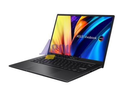 Лаптоп Asus Pro OLED M3402QA-OLED-KM731W,AMD Ryzen 7 5800H (3.2GHz up to 4.4GHz, 16MB), 14" 2.8K (2880 x 1800) OLED 16:10 aspect ratio, GL 600 NITS(HDR) , DDR4 16GB( 8 ON BD.),1TB PCIEG3 SSD, Windows 11 , Num Pad, Indie Black
