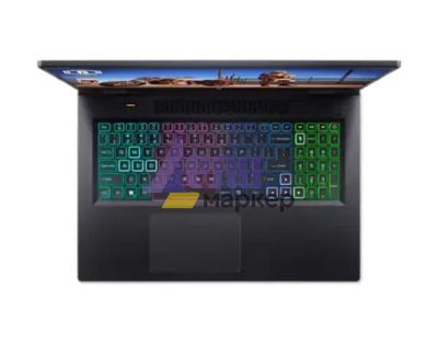 Лаптоп Acer Nitro 5, AN17-51-7593, Core i7-13700H (3.70GHz up to 5.00GHz, 24MB), 17.3" QHD (2560x1440) IPS, 165Hz, 16GB DDR5 (1 slot free), 1024GB PCIe SSD, RTX 4060 8GB GDDR6, Wi-Fi 6e, BT 5.1, HD Mic&Cam, RGB Backlit KB, No OS, Black