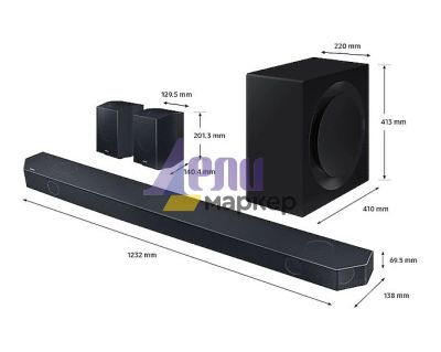 Аудио система Samsung HW-Q990C Soundbar 656 Watts 11.1.4ch, Wireless Dolby Atmos, Q-Symphony, SpaceFit Sound+, Black