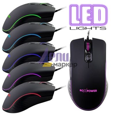 Мишка ROXPOWER G20 GAMING RGB Оптична, USB, Черна